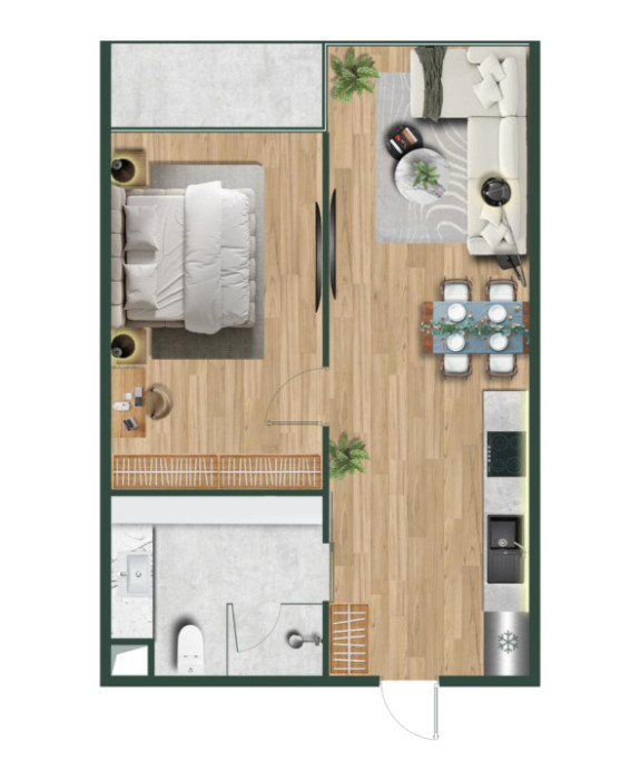 Дизайнерская 1-спальная квартира 53,6 м²  Atrium Andaman City на Пхукете Таиланд