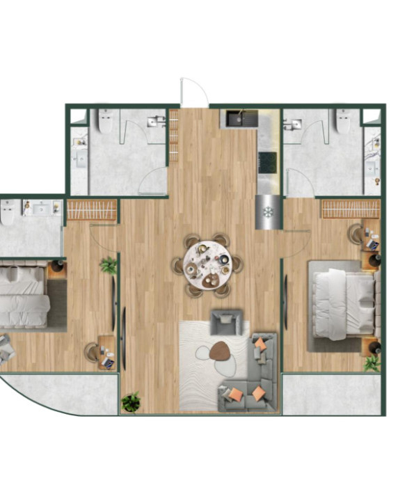 Просторная 2-комнатная квартира 98,06 м² Atrium Andaman City на Пхукете Таиланд