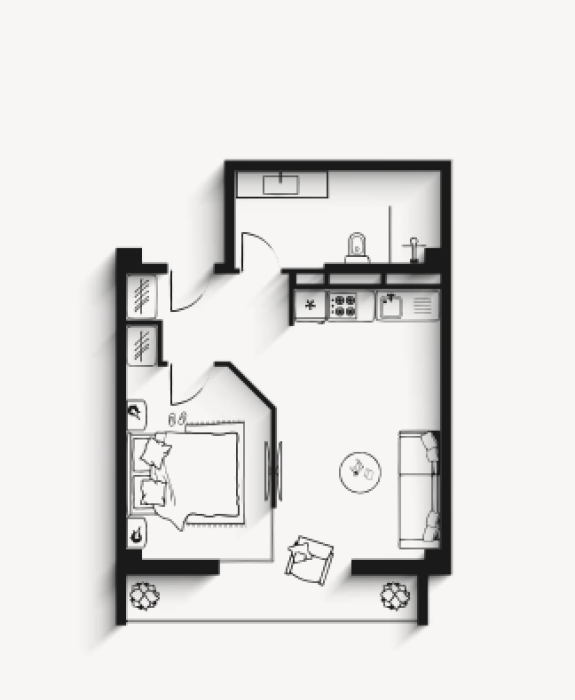 Продажа стильных апартаментов 46.7 м² с балконом в ЖК Gumbati Apart Hotel, Батуми