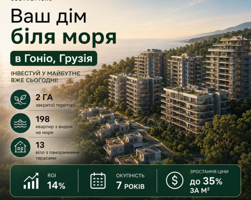 1-комнатная квартира 46 м² в новом жилом комплексе GURU Subtropical, Грузия, Батуми
